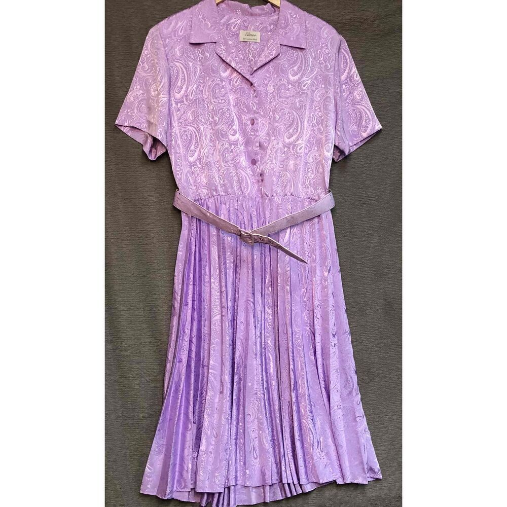Vintage Elinor By Carolina Maid Lilac Shirt Dress With Belt 16